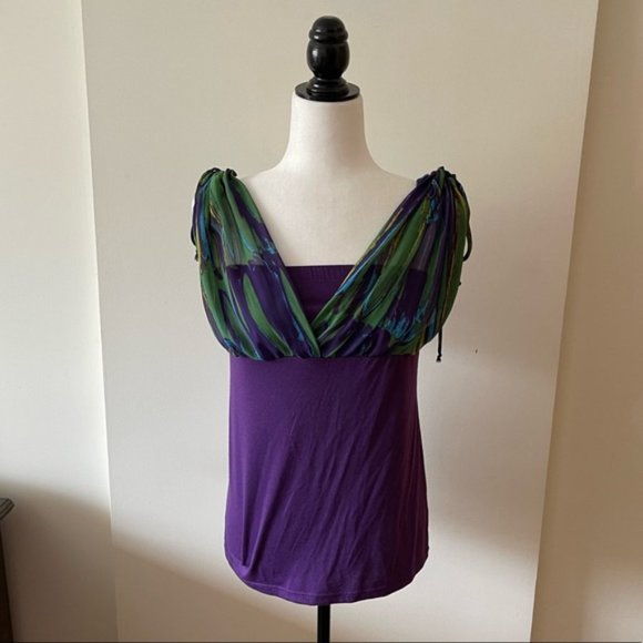 Vintage Purple effect top with tie shoulders detail Charlotte Russe - Picture 2 of 8